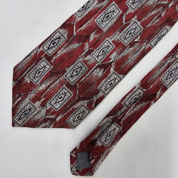 ROBERT TALBOTT BEST OF CLASS SILK TIE RED BLACK ABSTRACT TEXTURED SATIN 4" X 58" - Picture 1 of 2